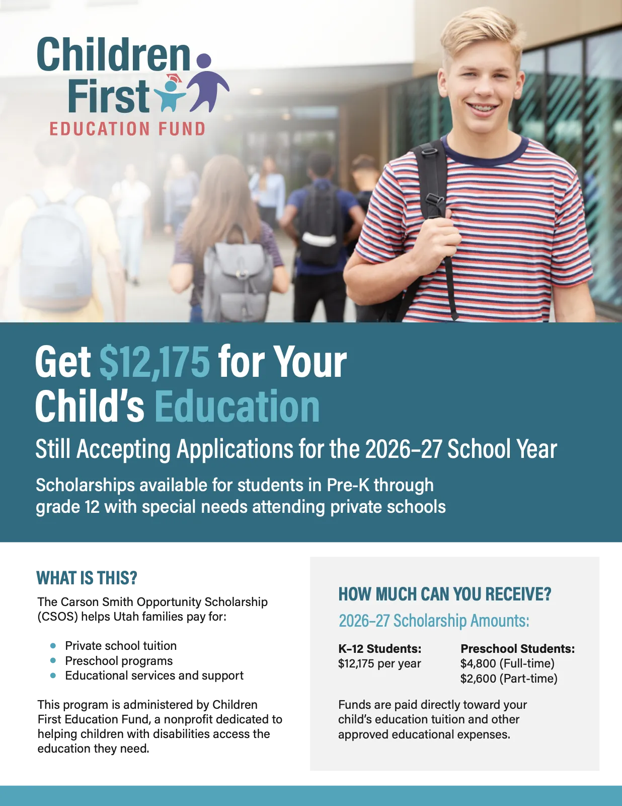Children First Education Fund private school scholarship flyer