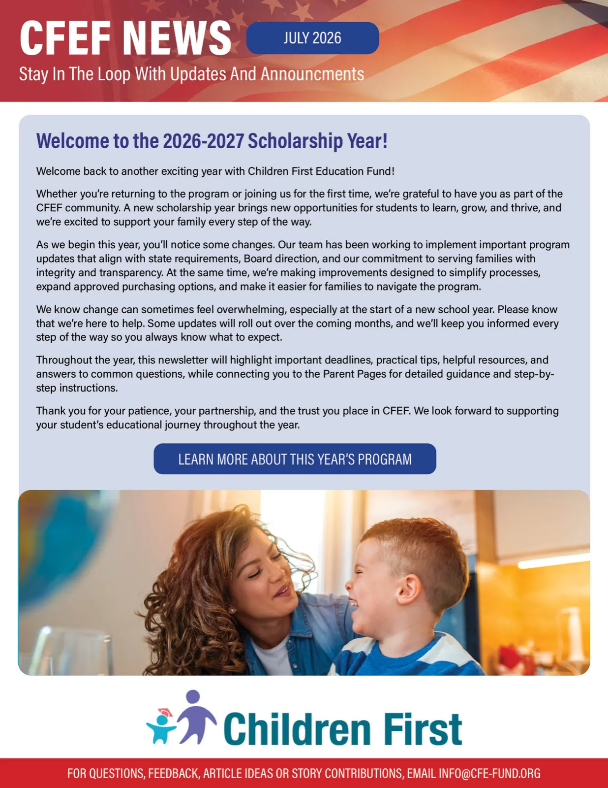 Children First Education Fund July 2026 newsletter