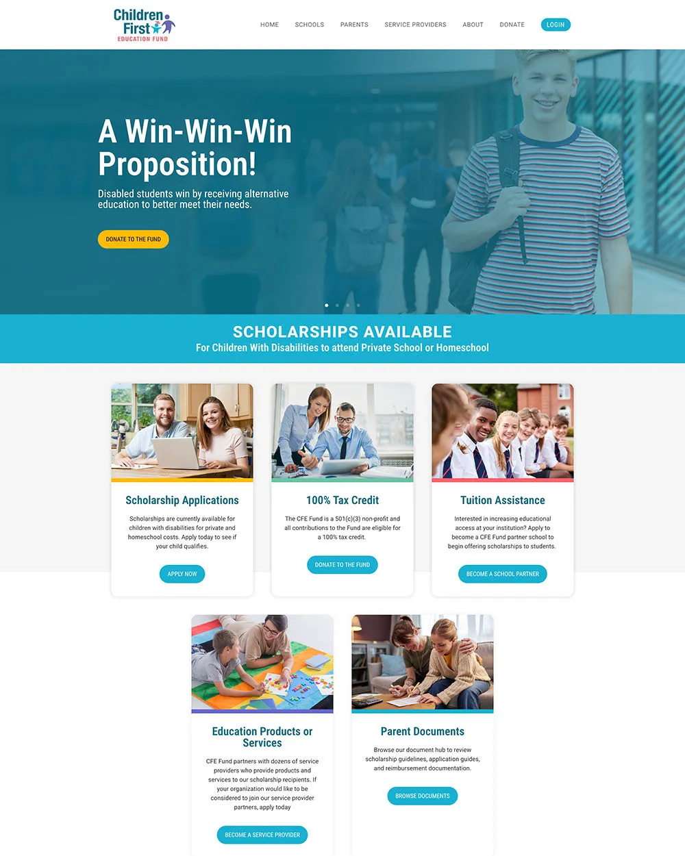 Children First Education Fund website home page