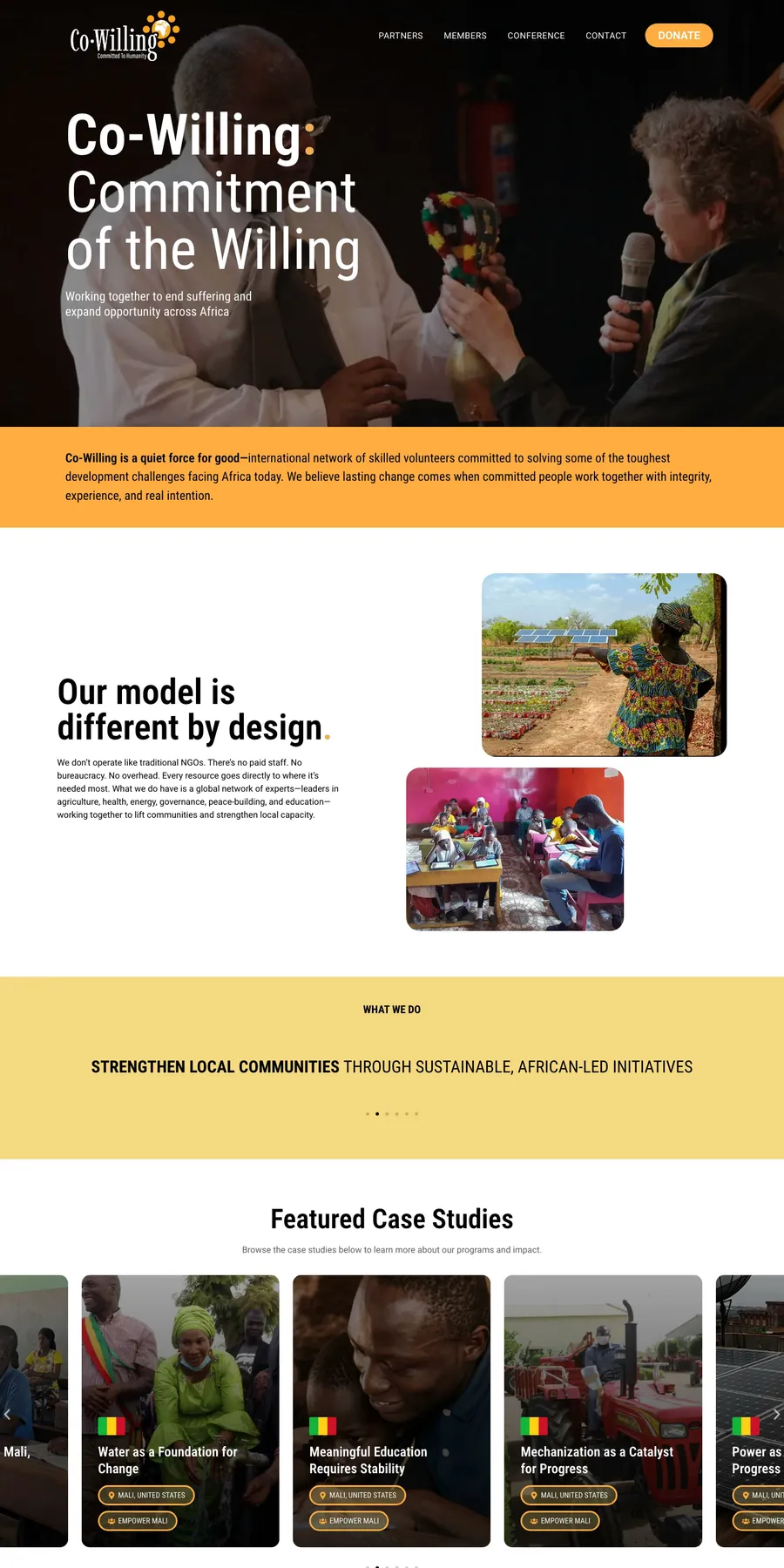 Co-Willing website, full page