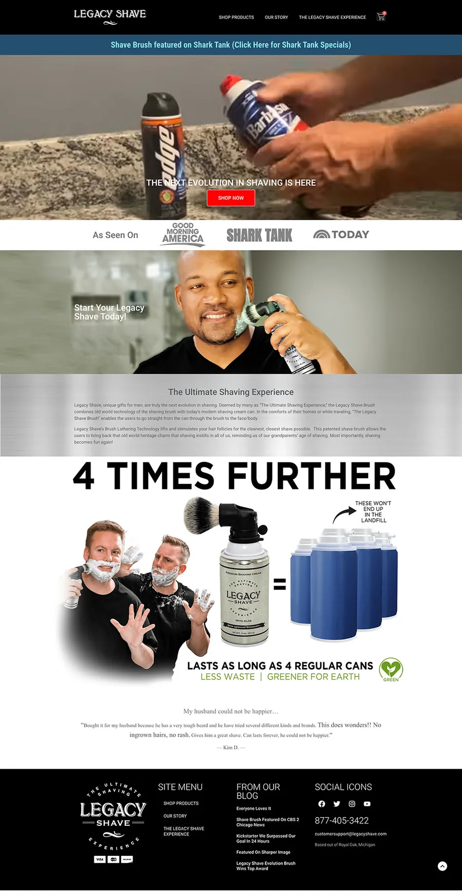 Legacy Shave website, full page