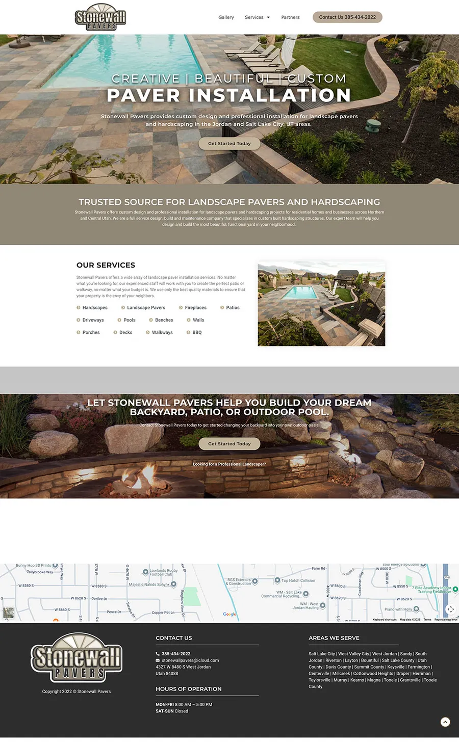Stonewall Pavers website, full page