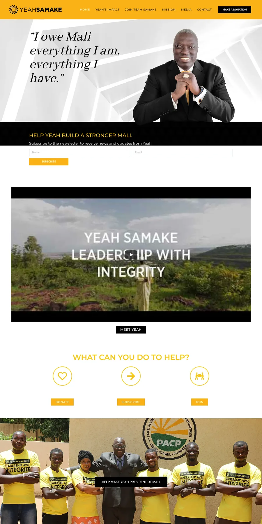 Yeah Samake website, full page