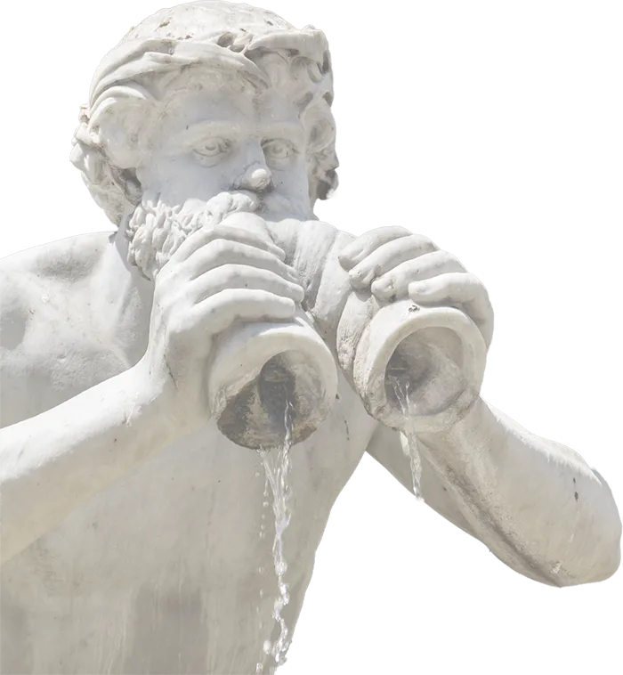 Marble statue looking through binoculars