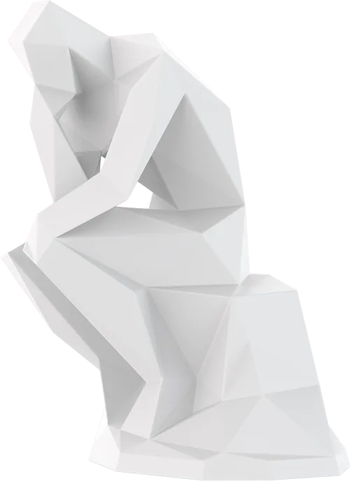 Low-poly sculpture of The Thinker