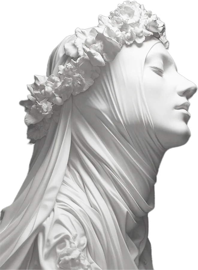 Veiled marble statue